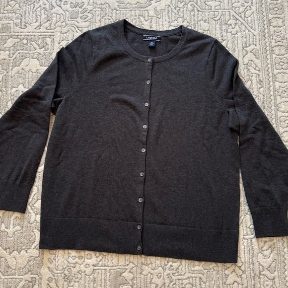 Lands' End womans Charcoal Cardigan Sweater 1X - Picture 1 of 7